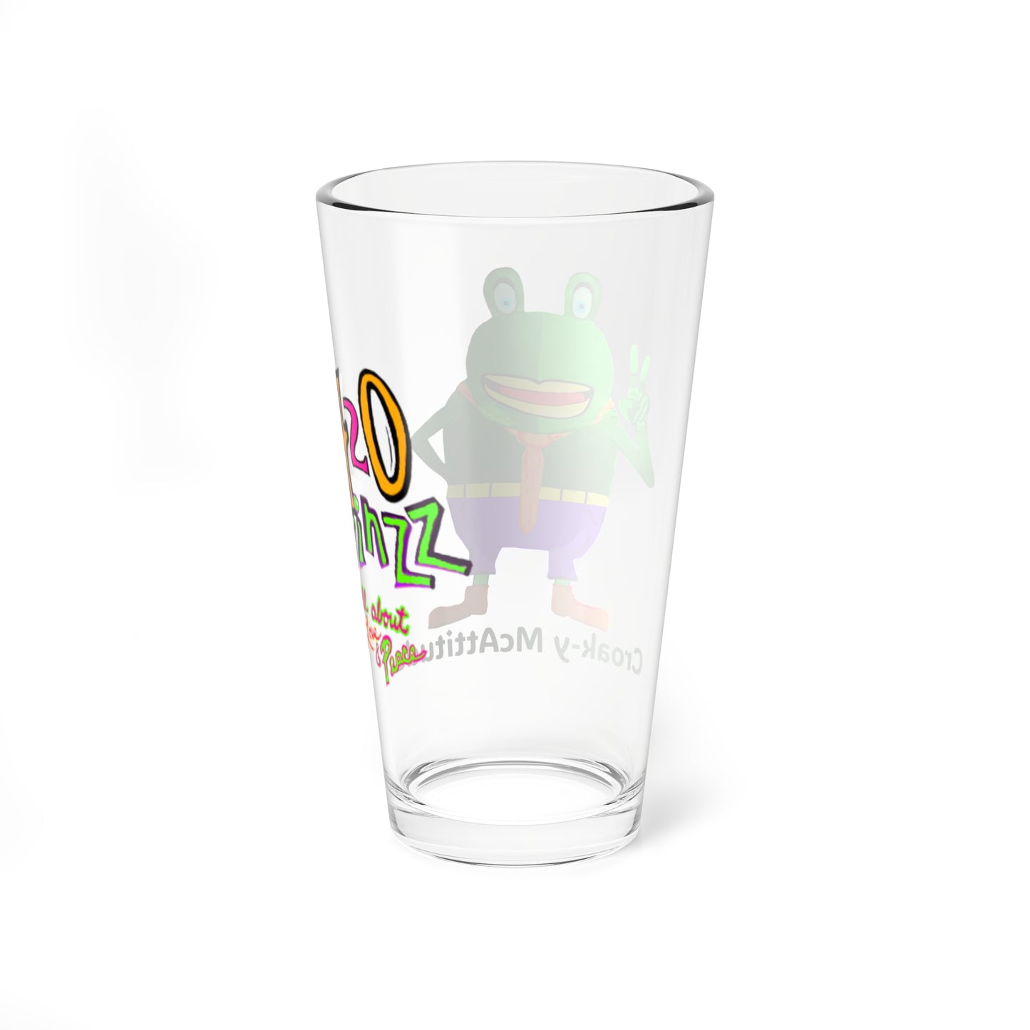 420 frinzz - Meet Croak-y McAttitude- Show some attitude and chill with the master - Drinking Glass, 16oz