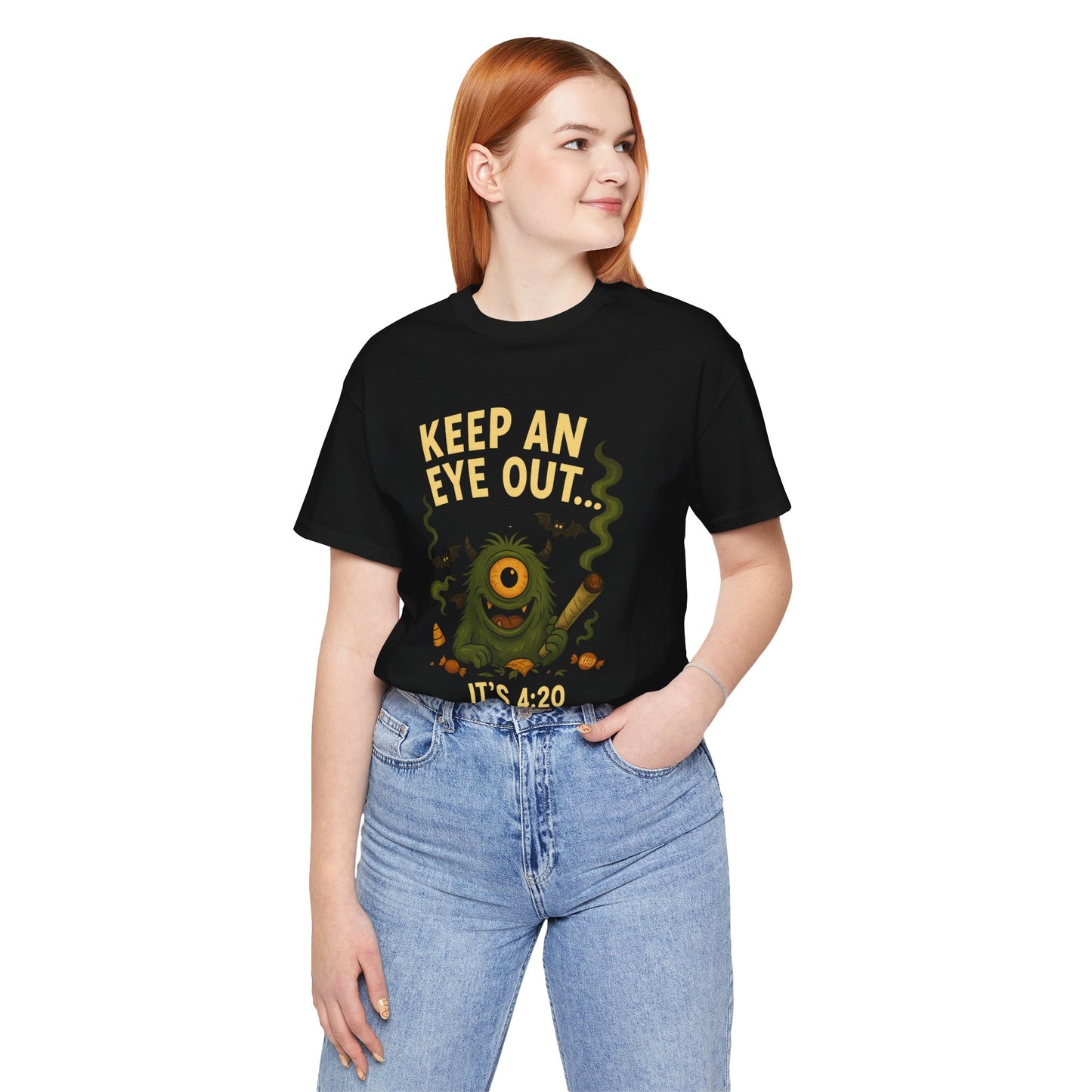 🕯️Keep an Eye Out — It’s 4:20 Somewhere (Ember Bud | Holidazed) Unisex Jersey Short Sleeve Tee