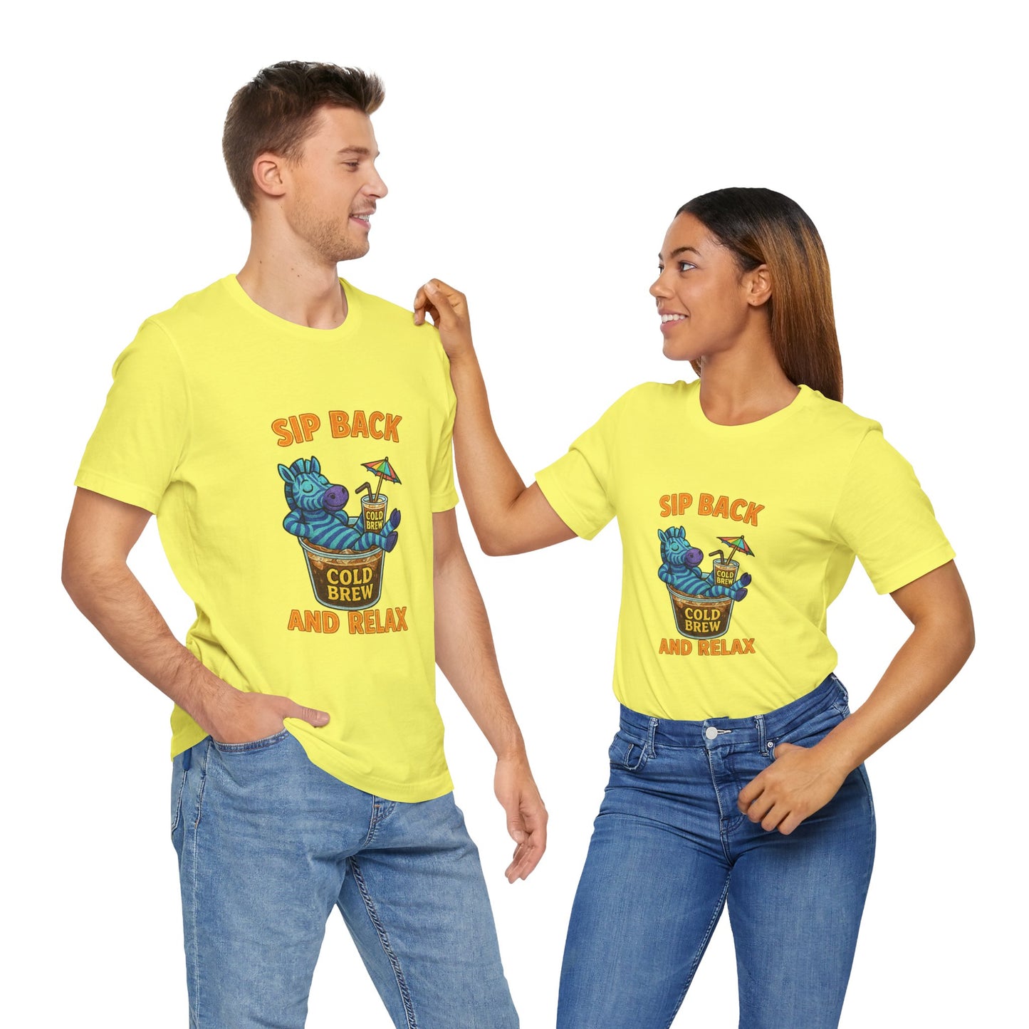 Sip Back & Relax – Cold Brew Zebra Edition Unisex Jersey Short Sleeve Tee