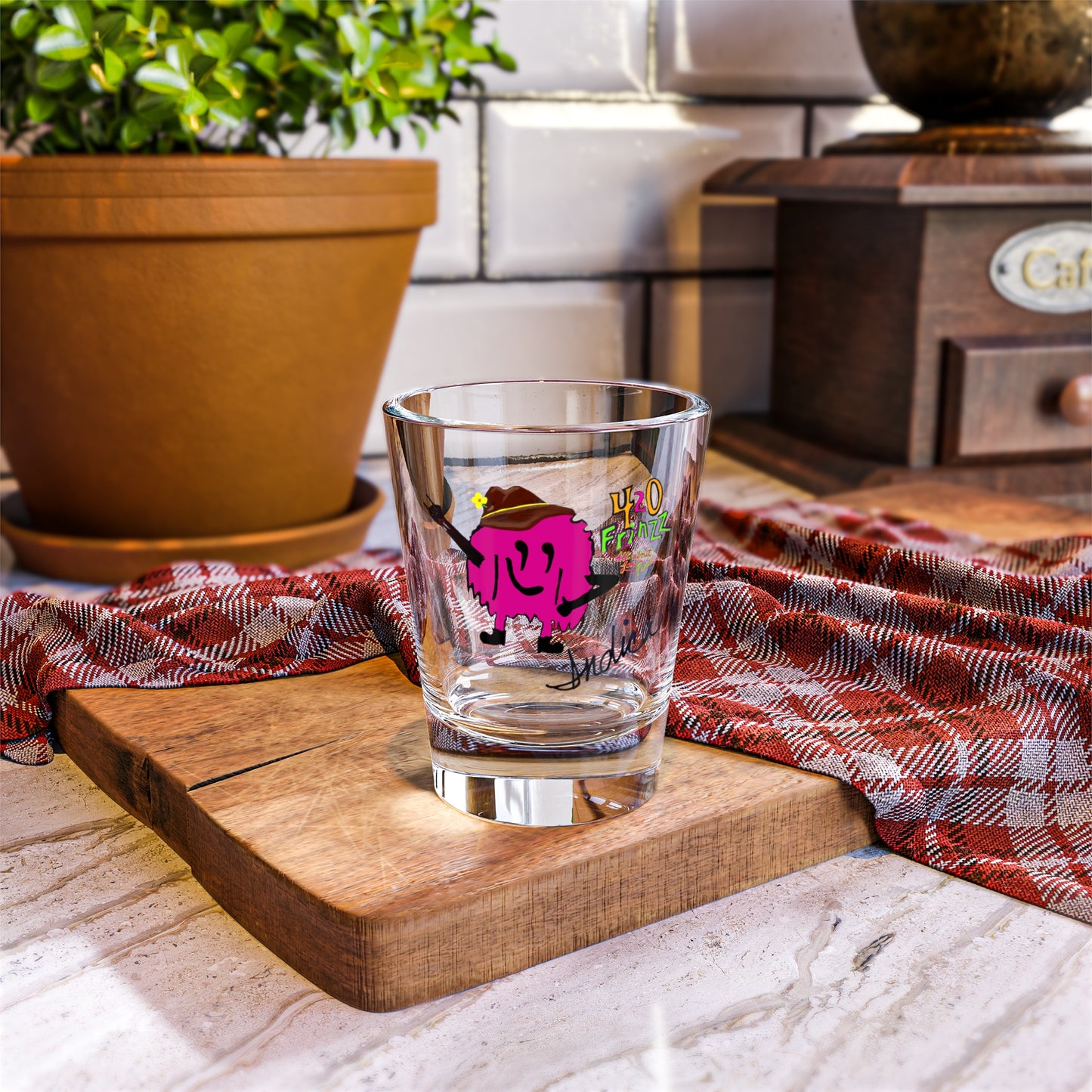 Indica she's part of the 420 frinzz. Shot Glass, 1.5oz