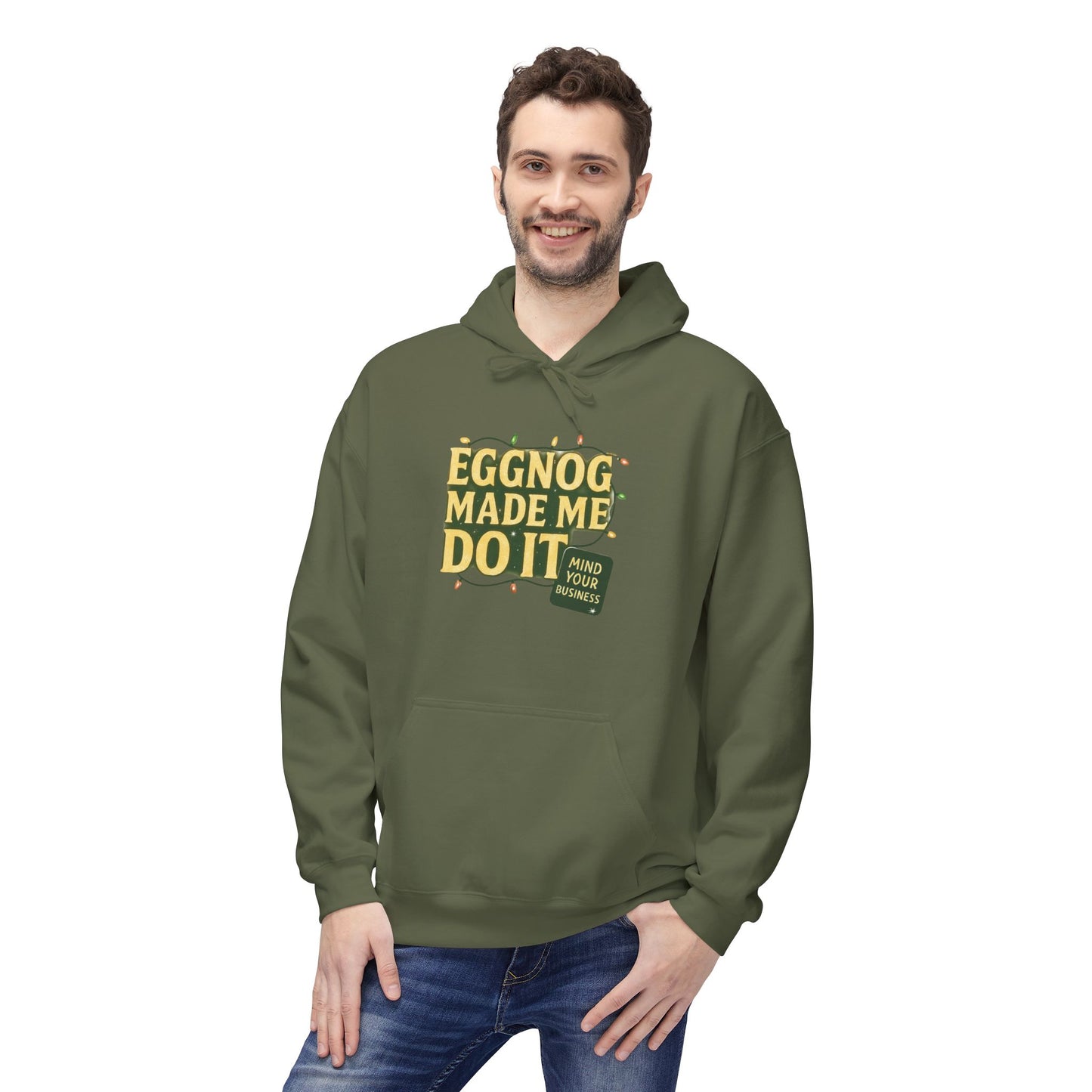 The Eggnog Made Me Do It Holiday Unisex Midweight Softstyle Fleece Hoodie