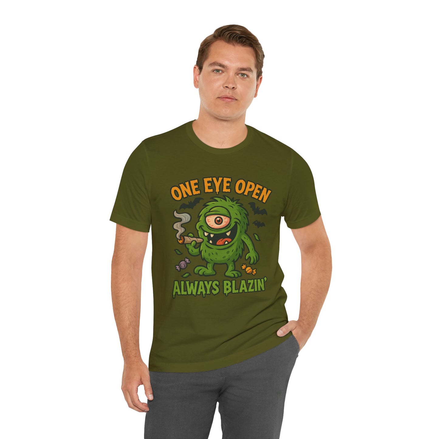 🕯️One Eye Open — Always Blazin’ (Holidazed) Unisex Jersey Short Sleeve Tee