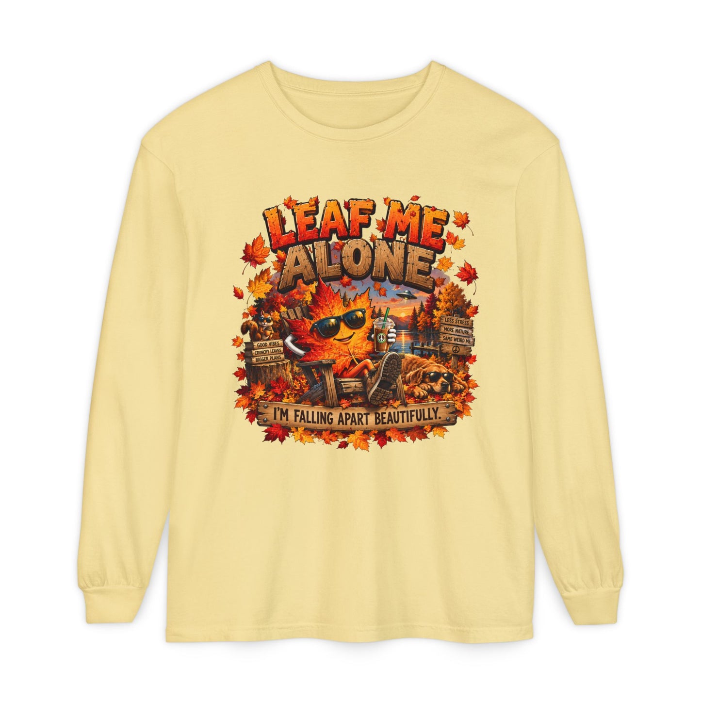 🍁 LEAF ME ALONE — Funny Fall Graphic Unisex Long Sleeve T-Shirt