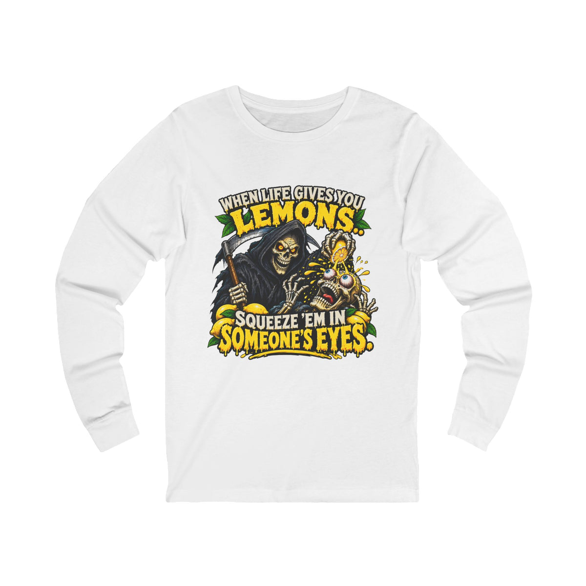 WHEN LIFE GIVES YOU LEMONS – Grim Reaper Unisex Jersey Long Sleeve Tee