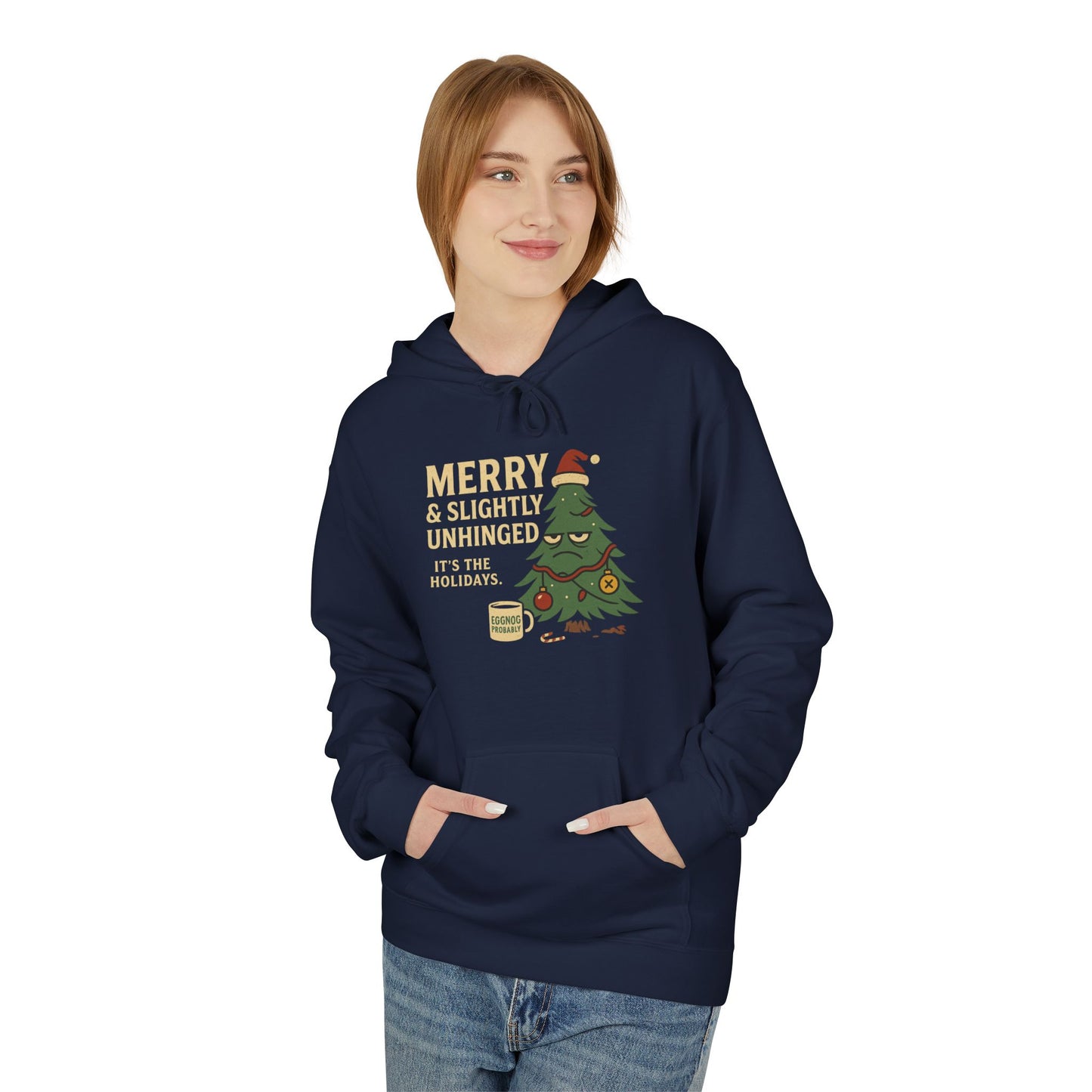 Merry & Slightly Unhinged – Holidazed Holiday Tee  Unisex Midweight Softstyle Fleece Hoodie