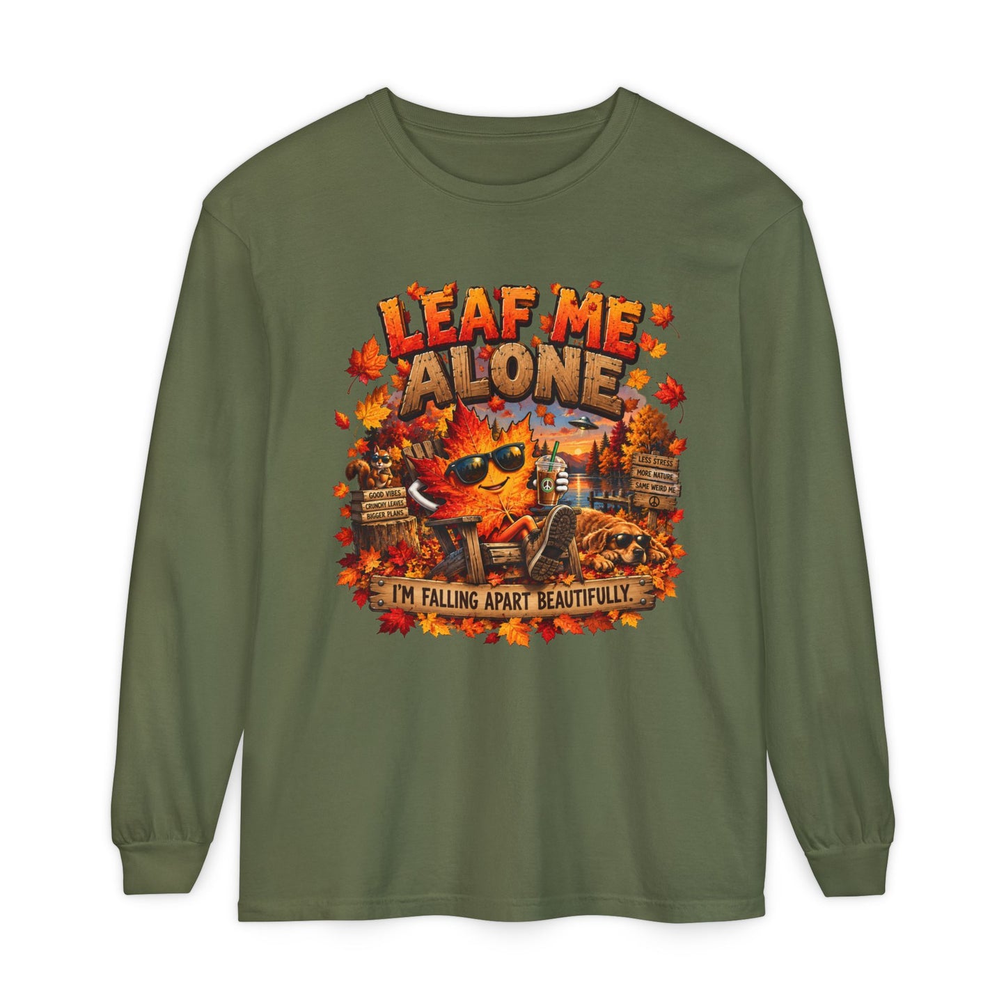 🍁 LEAF ME ALONE — Funny Fall Graphic Unisex Long Sleeve T-Shirt