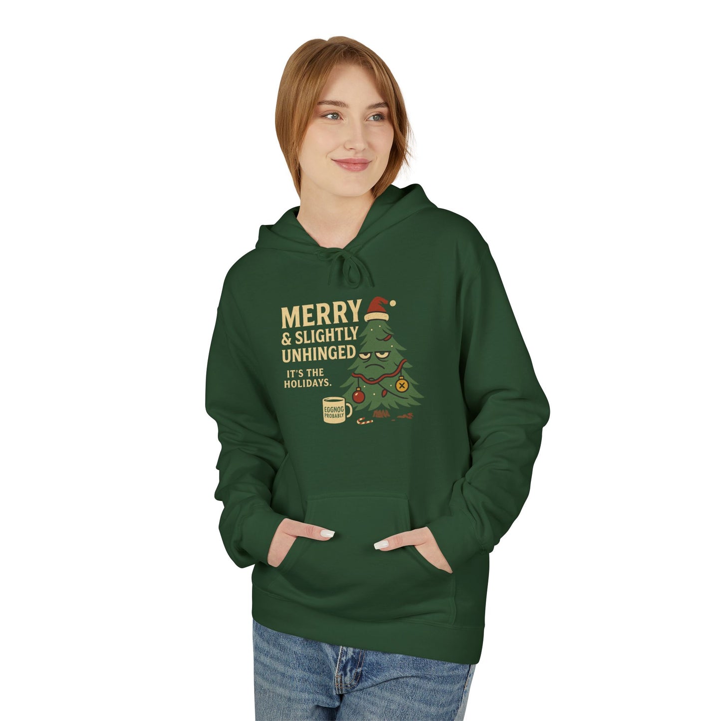 Merry & Slightly Unhinged – Holidazed Holiday Tee  Unisex Midweight Softstyle Fleece Hoodie