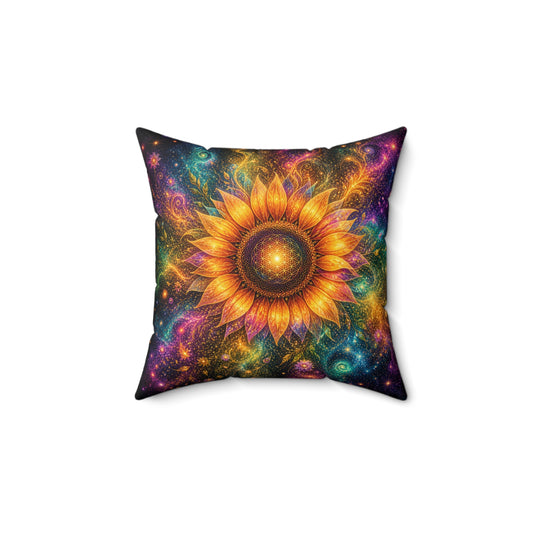 Solar Bloom – Radiant Sunflower|Faux Suede Pillow -The Light Within Home Collection