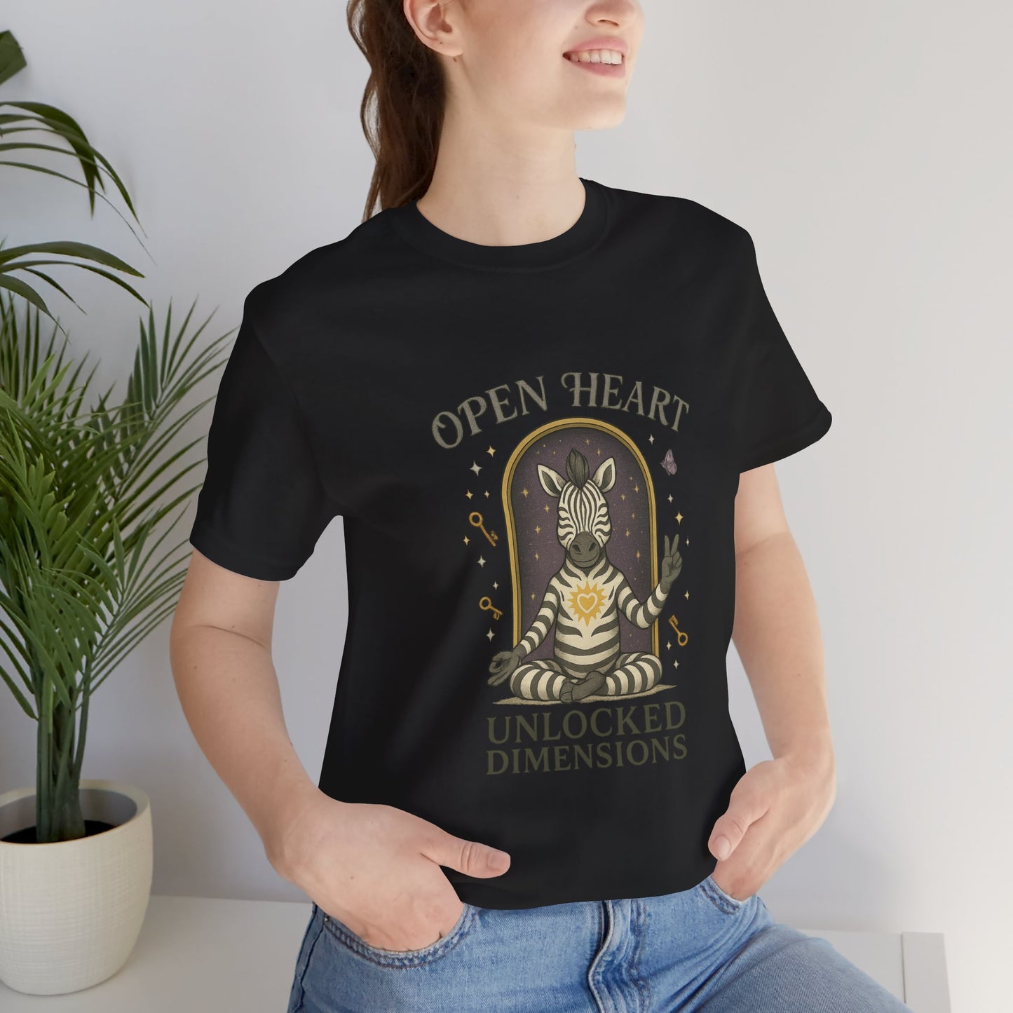Open Heart, Unlocked Dimensions — Zebra Peacewalker    Unisex Jersey Short Sleeve Tee