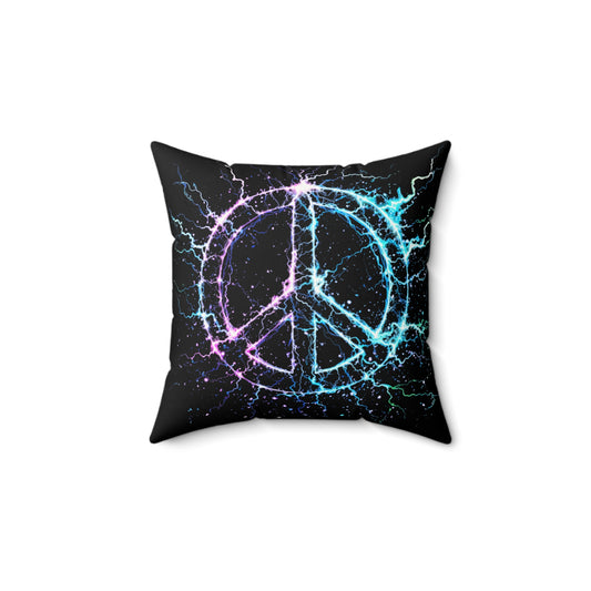 Cosmic Harmony Electric Peace - Faux Suede Pillow -The Light Within Home Collection