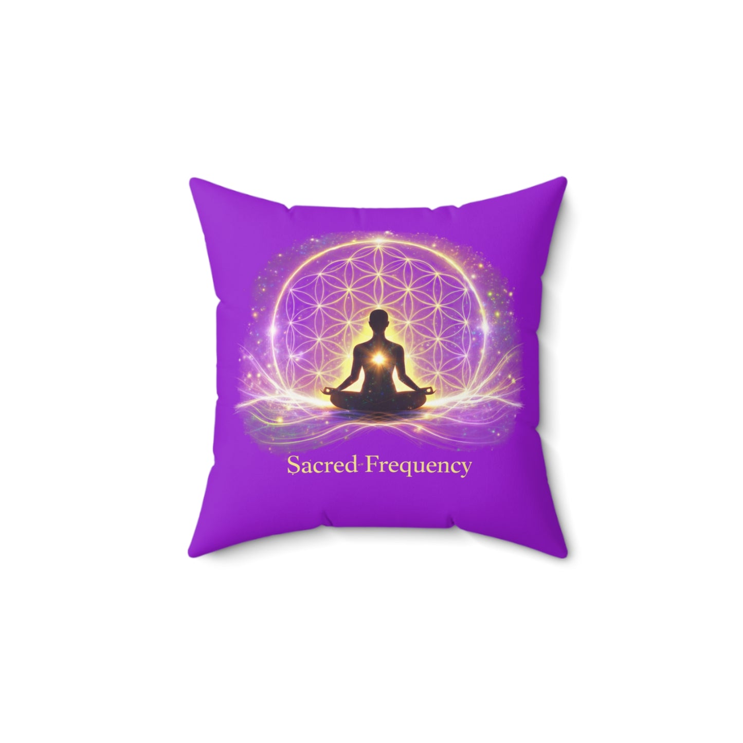 Sacred Frequency Faux Suede Square Pillow -The Light Within Home Collection