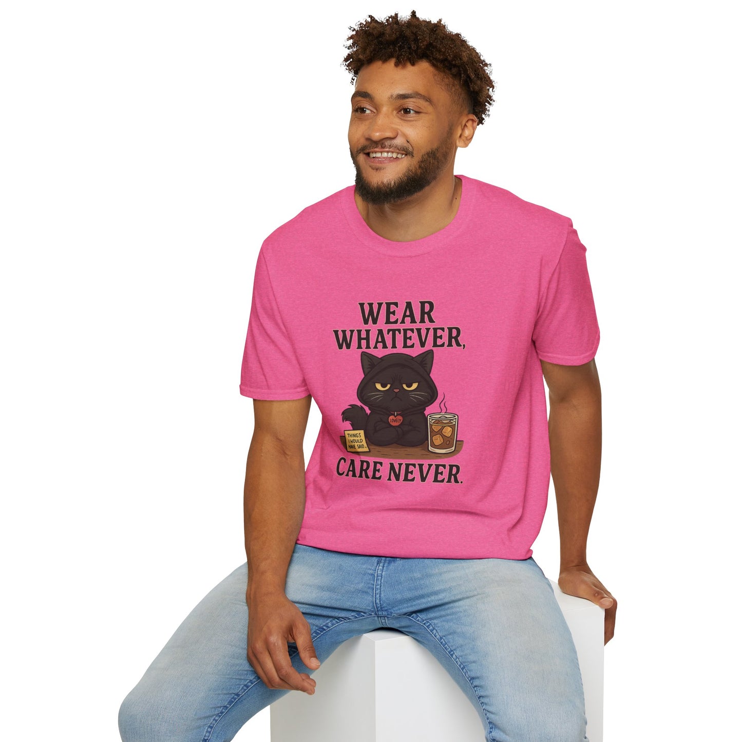 Wear Whatever, Care Never – Lovely’s Mood   Unisex Softstyle T-Shirt