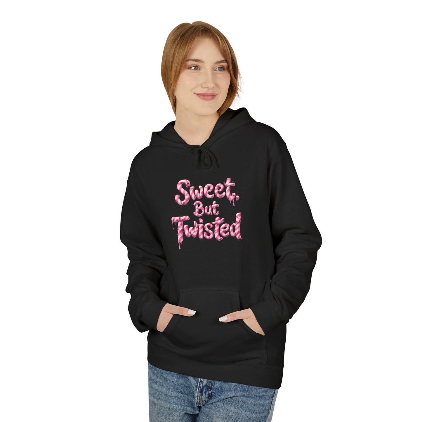 Sweet, But Twisted – Christmas Gothic Candy Cane Sweatshirt  Unisex Midweight Softstyle Fleece Hoodie
