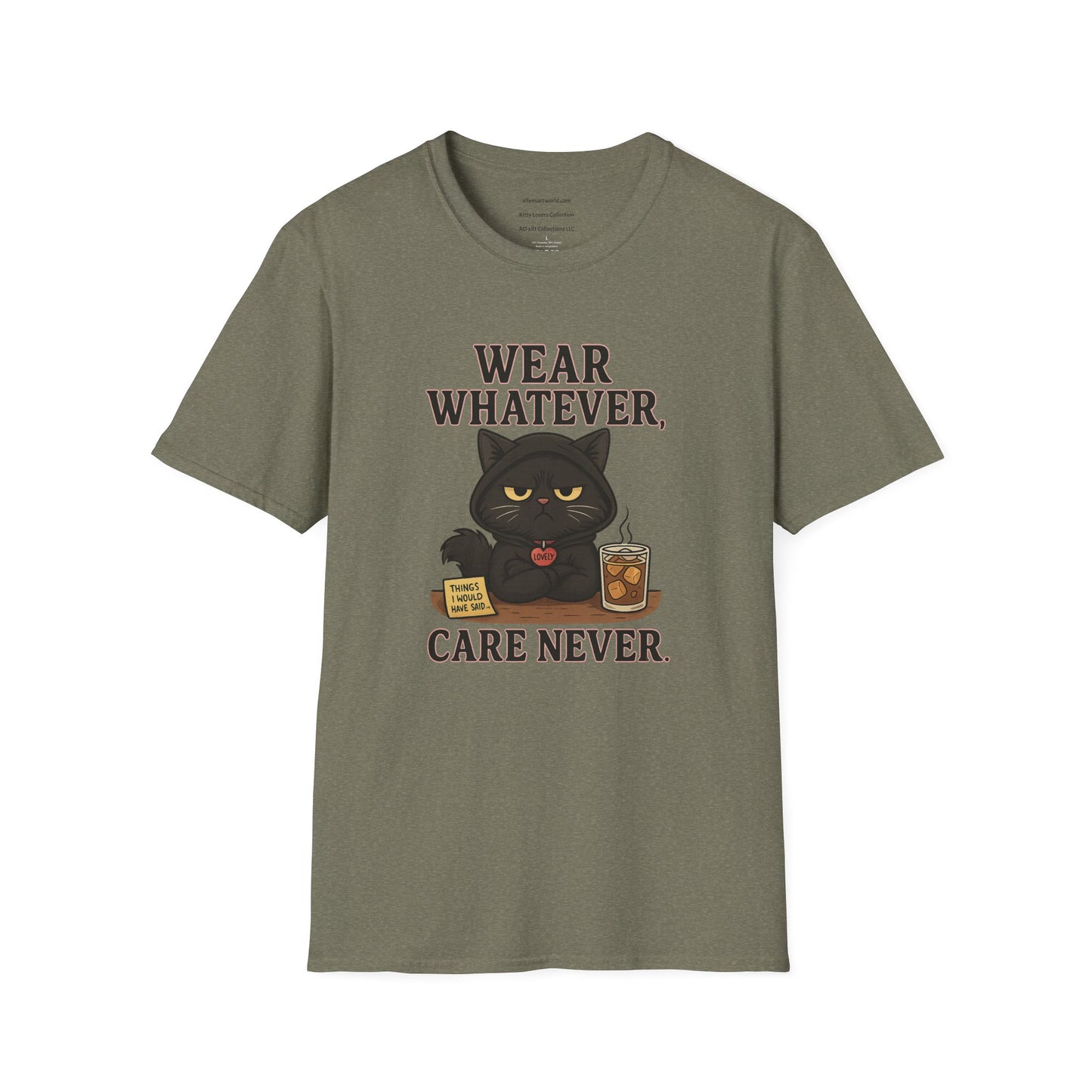 Wear Whatever, Care Never – Lovely’s Mood   Unisex Softstyle T-Shirt