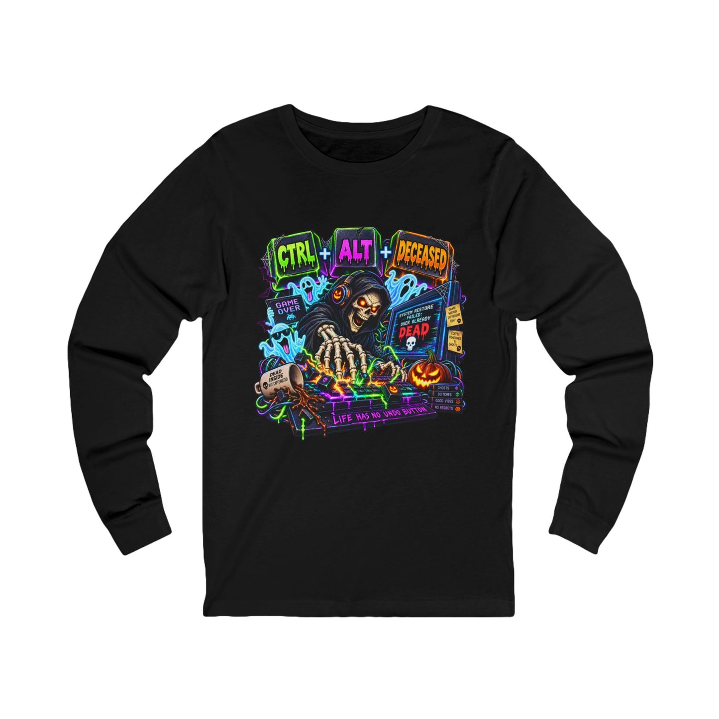 💀⌨️ CTRL + ALT + DECEASED — GOTHIC HALLOWEEN  Unisex Jersey Long Sleeve Tee