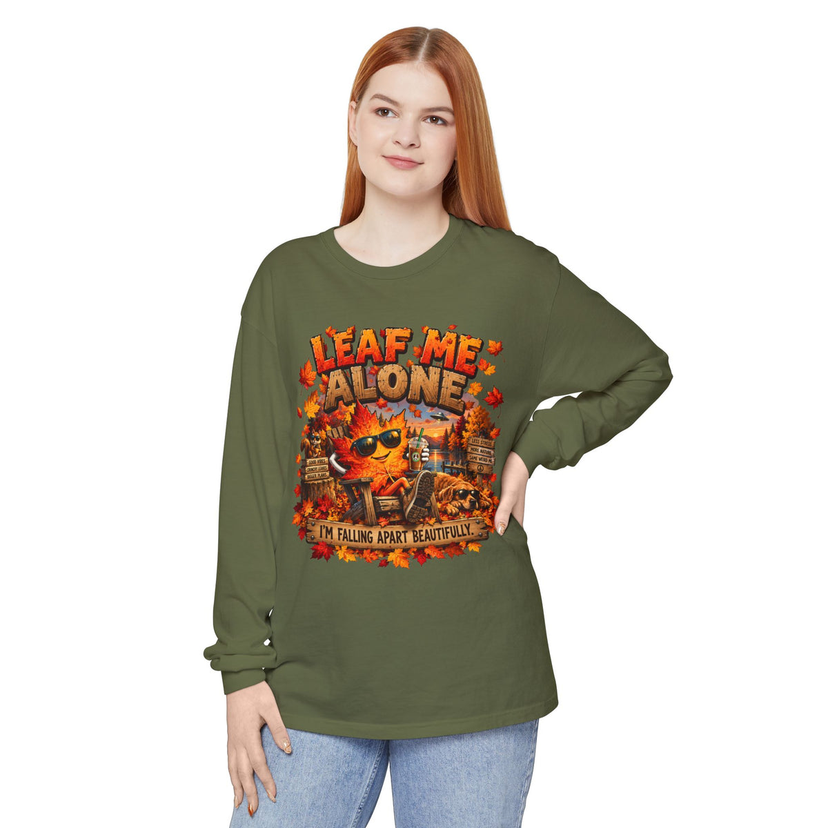 🍁 LEAF ME ALONE — Funny Fall Graphic Unisex Long Sleeve T-Shirt