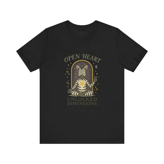 Open Heart, Unlocked Dimensions — Zebra Peacewalker    Unisex Jersey Short Sleeve Tee