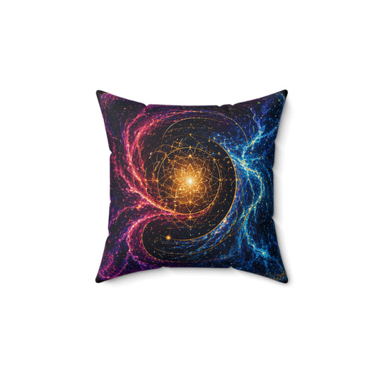 Cosmic Harmony Sacred Geometry - Faux Suede Pillow -The Light Within Home Collection