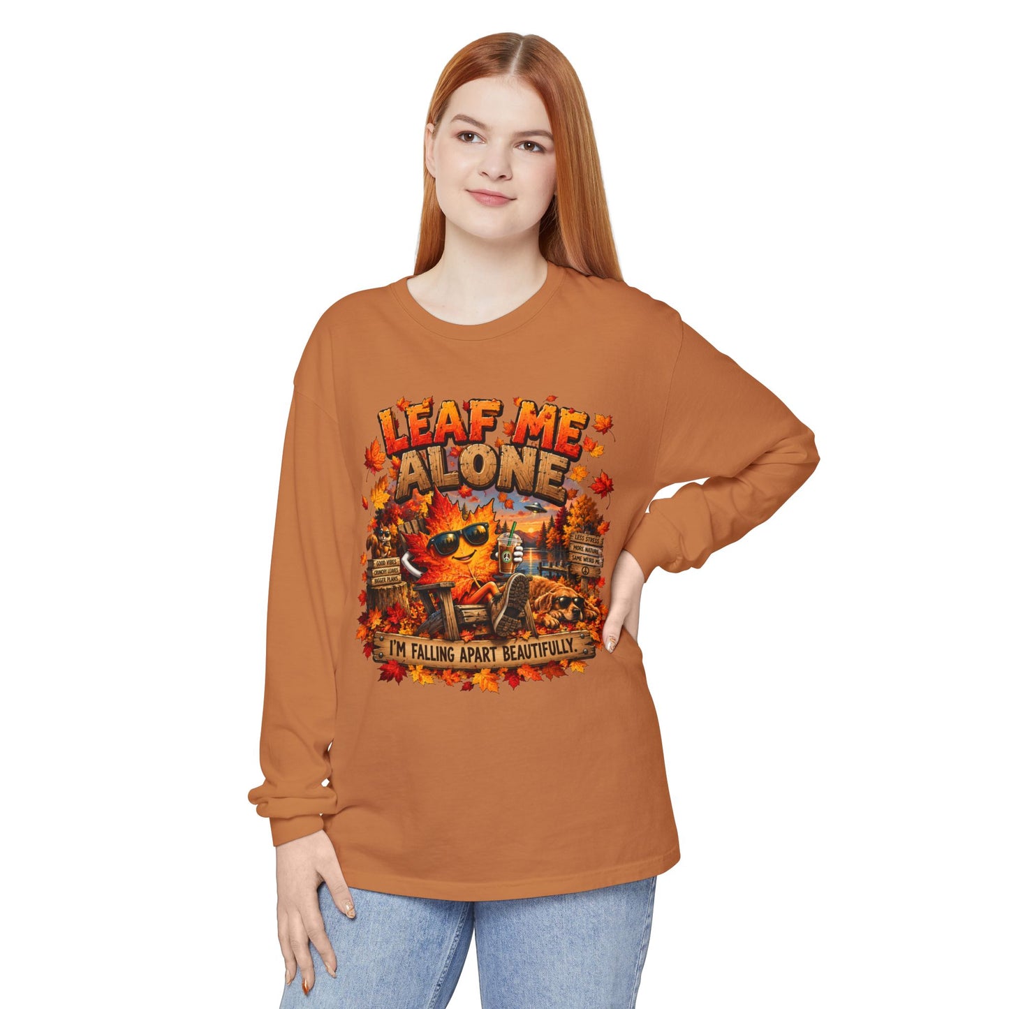 🍁 LEAF ME ALONE — Funny Fall Graphic Unisex Long Sleeve T-Shirt