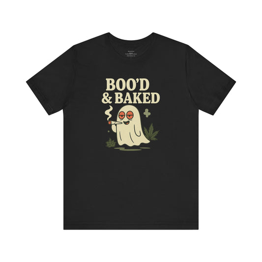 👻🌿 Boo’d & Baked: High Spirits Only  Unisex Jersey Short Sleeve Tee