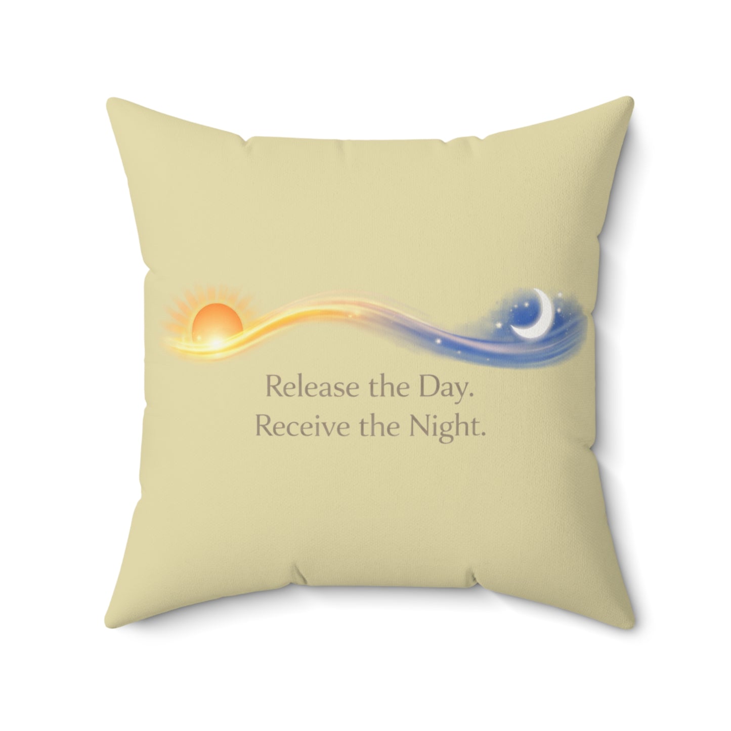 Release the Day, Receive the Night Pillow – Sun & Moon Balance Faux Suede Square Pillow