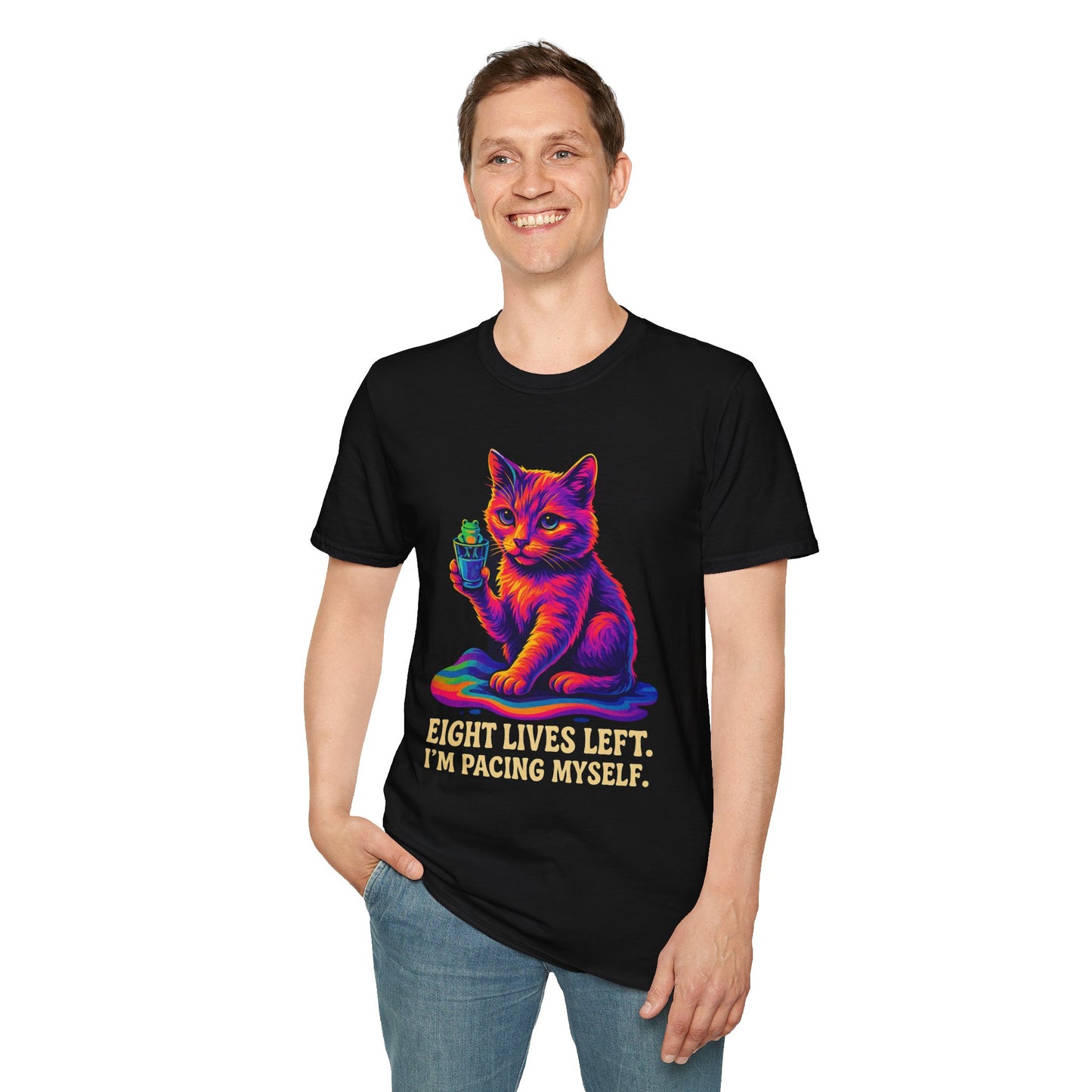 Beam up the good vibes    Sippin’ with My Spirit Animal – Featuring LilGuy the Cat Unisex Softstyle