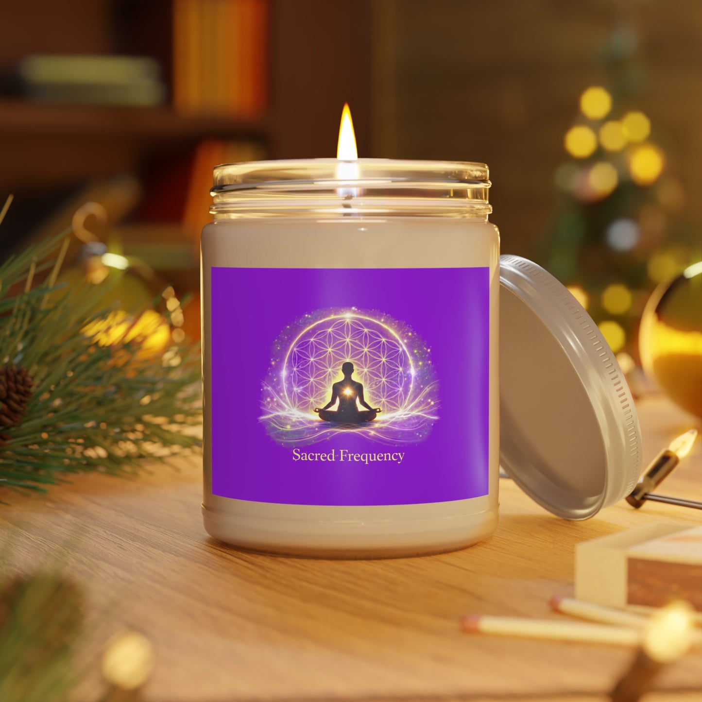 Sacred Frequency Candle – The Light Within Home Collection Scented Soy Candles with White Lid, 9oz
