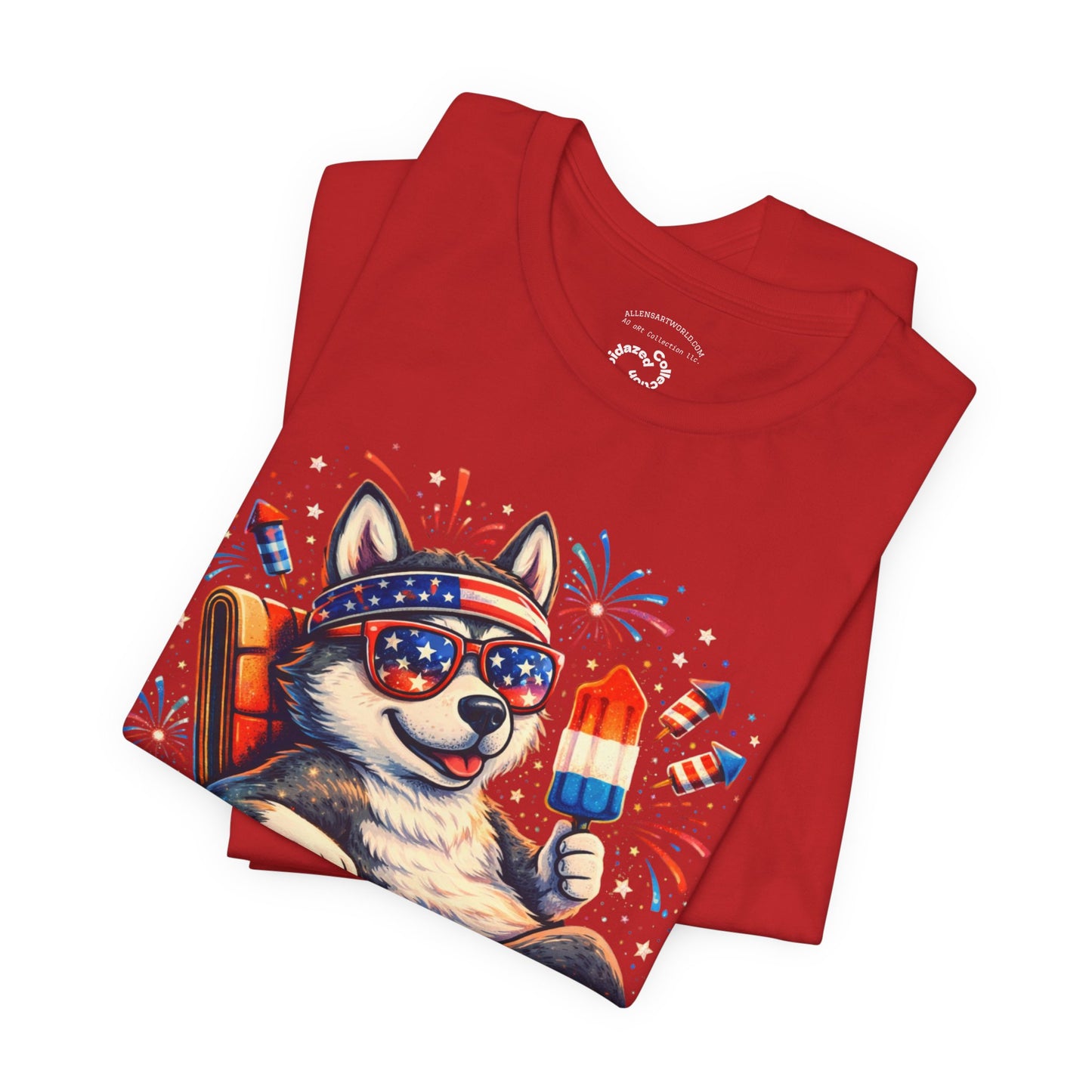 Red, White & Chill – Patriotic Pup Unisex Jersey Short Sleeve Tee