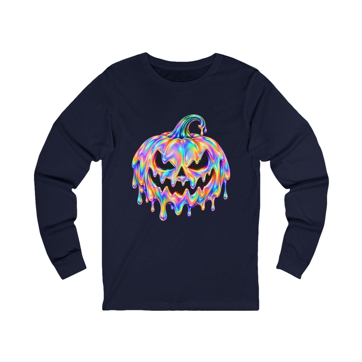 Melting Jack-O’-Lantern – Holographic Halloween unisex Jersey Long Sleeve Tee