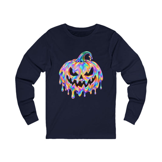 Melting Jack-O’-Lantern – Holographic Halloween unisex Jersey Long Sleeve Tee