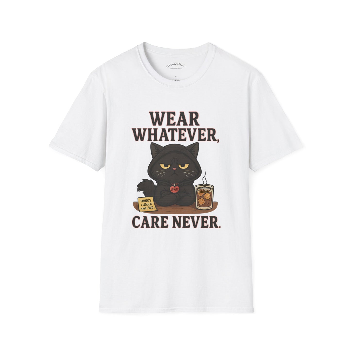 Wear Whatever, Care Never – Lovely’s Mood   Unisex Softstyle T-Shirt