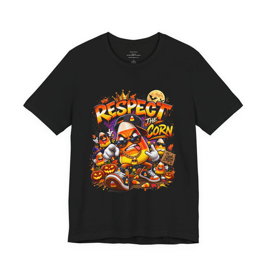 Respect the Corn – Funny Candy Corn Halloween Unisex Jersey Short Sleeve Tee