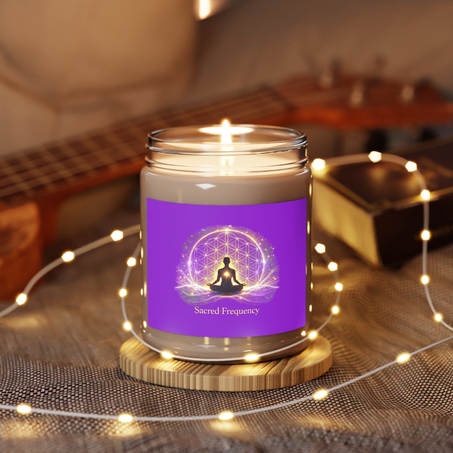 Sacred Frequency Candle – The Light Within Home Collection Scented Soy Candles with White Lid, 9oz