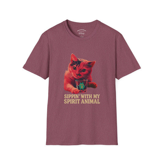 Sippin’ with My Spirit Animal – Featuring LilGuy the Cat  Unisex Softstyle T-Shirt