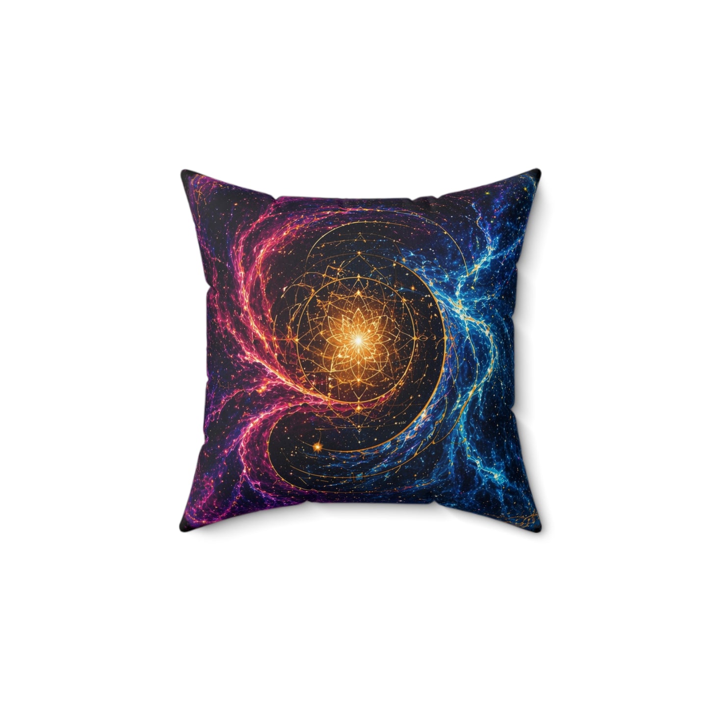 Cosmic Harmony Sacred Geometry - Faux Suede Pillow -The Light Within Home Collection