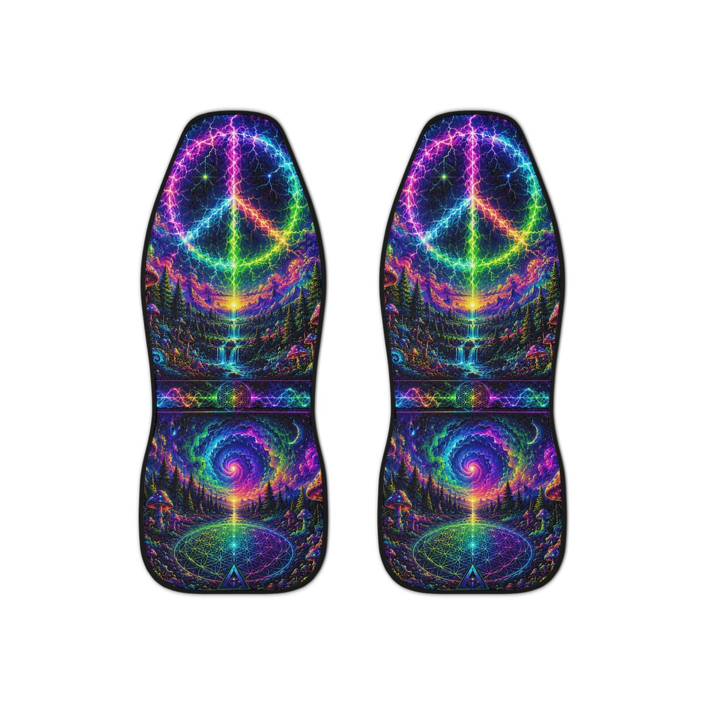 Electric Peace Portal Seat Covers – Psychedelic Lightning Edition
