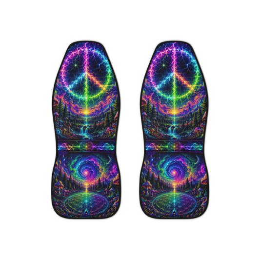 Electric Peace Portal Seat Covers – Psychedelic Lightning Edition