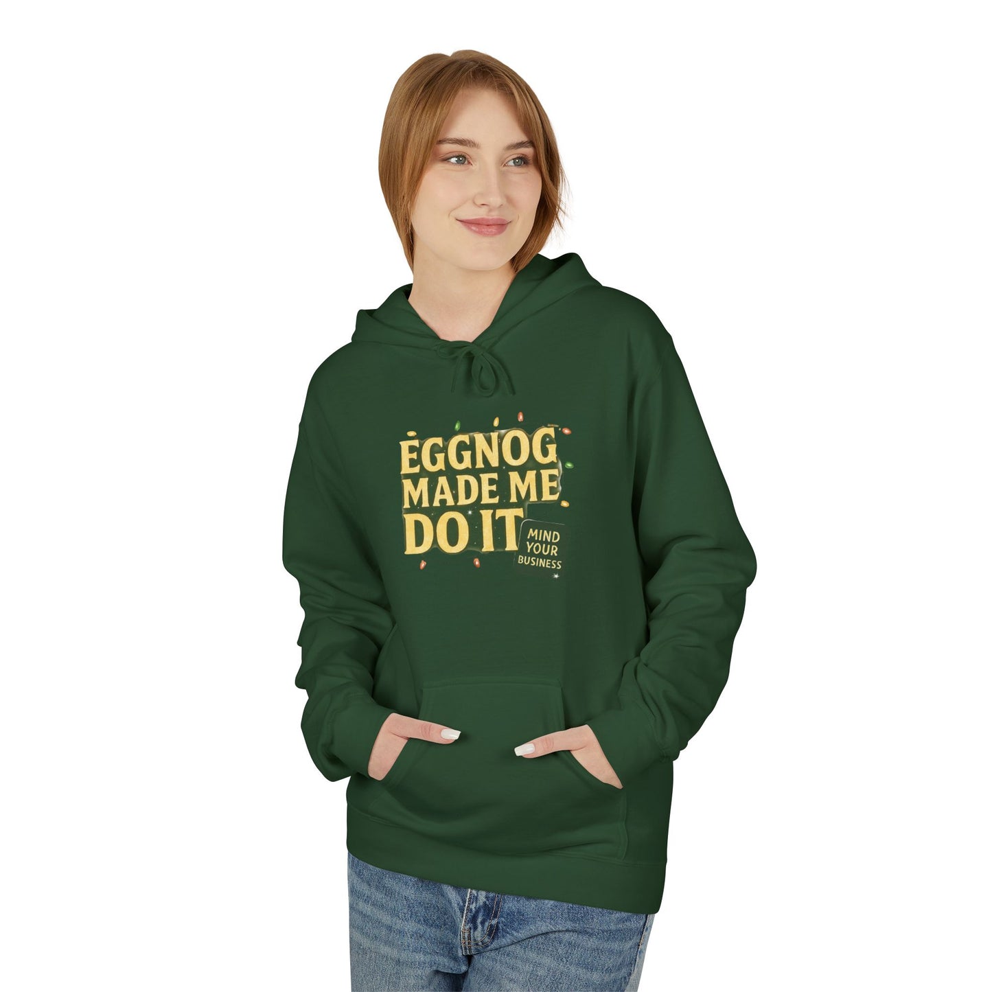 The Eggnog Made Me Do It Holiday Unisex Midweight Softstyle Fleece Hoodie