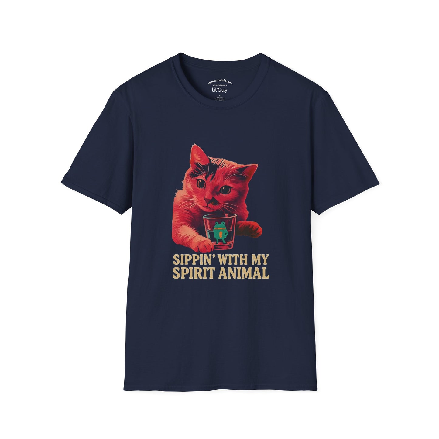 Sippin’ with My Spirit Animal – Featuring LilGuy the Cat  Unisex Softstyle T-Shirt