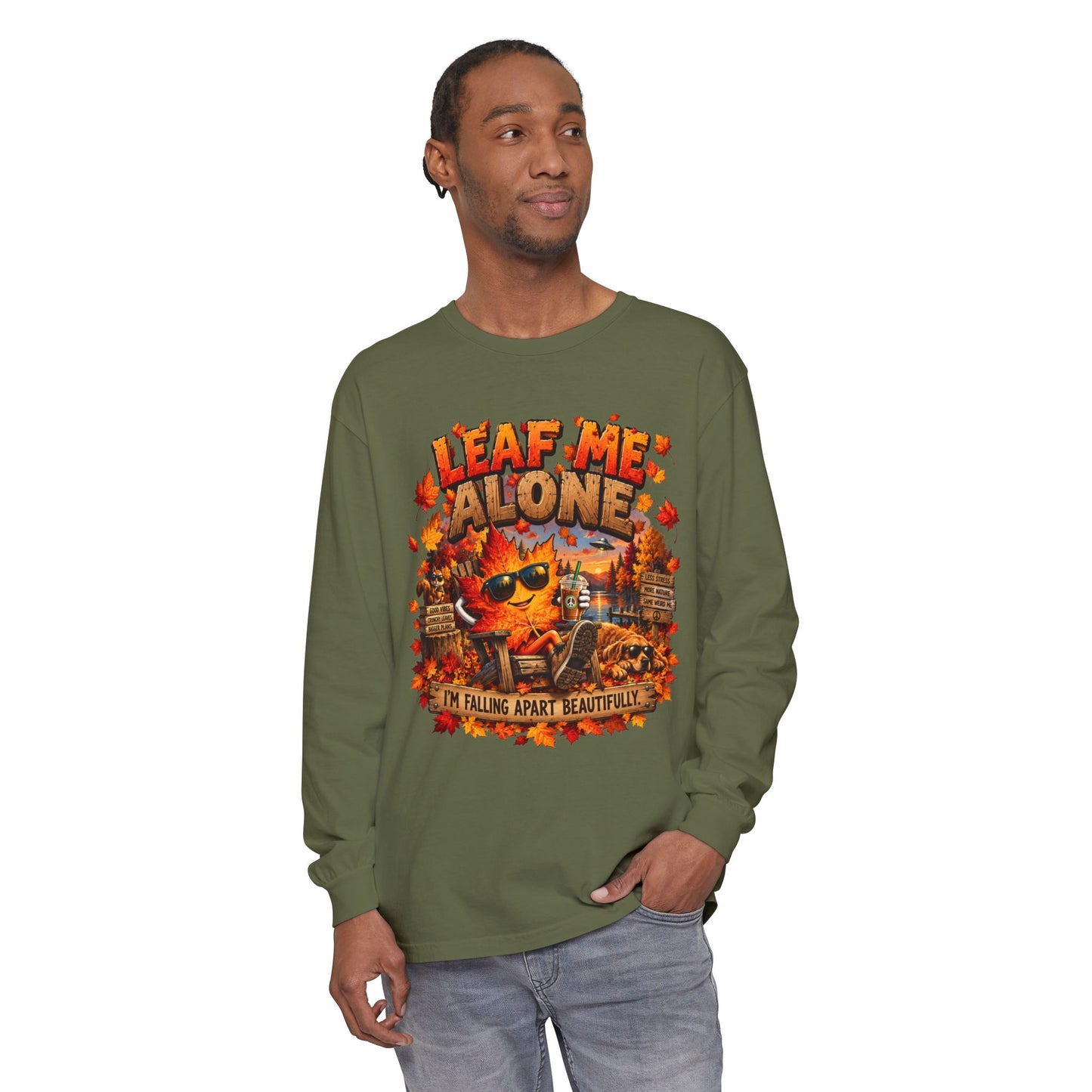 🍁 LEAF ME ALONE — Funny Fall Graphic Unisex Long Sleeve T-Shirt