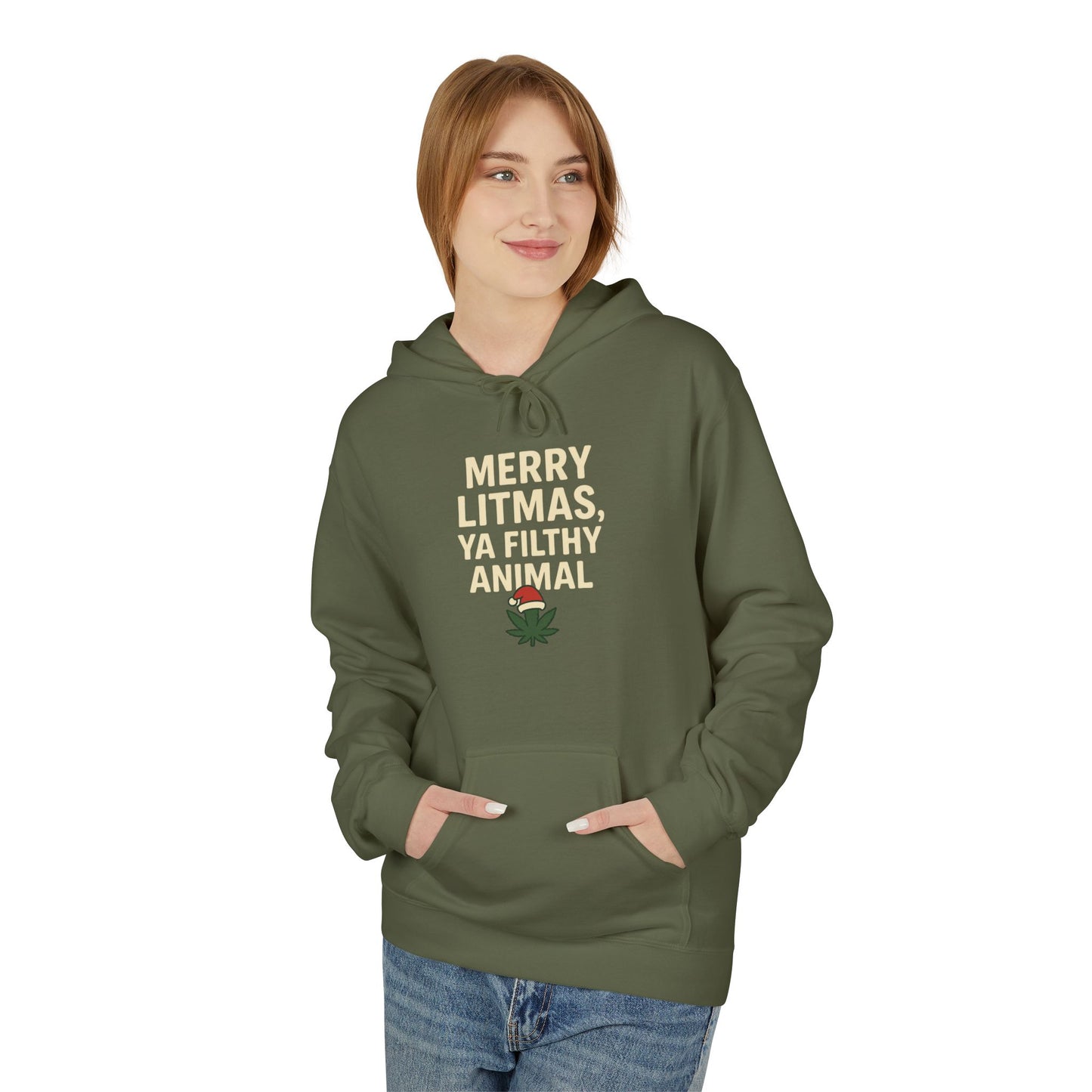 Merry Litmas, Ya Filthy Animal – HoliDazed Holiday Hoodie  Unisex Midweight Softstyle Fleece Hoodie