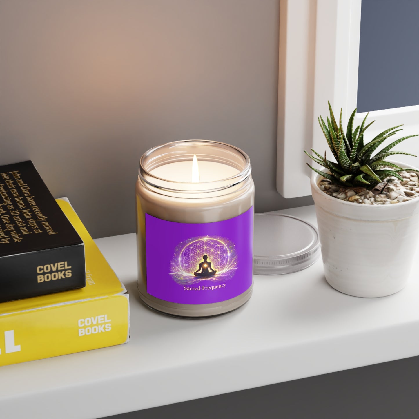 Sacred Frequency Candle – The Light Within Home Collection Scented Soy Candles with White Lid, 9oz