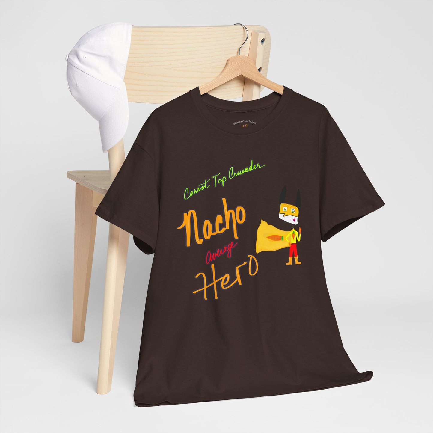 Nacho average hero. Carrot Top Crusader. Unisex Heavy Cotton Tee, Graphic Tee, Funny T-shirt, Peace and Love Shirt, 420 Frinzz.zz