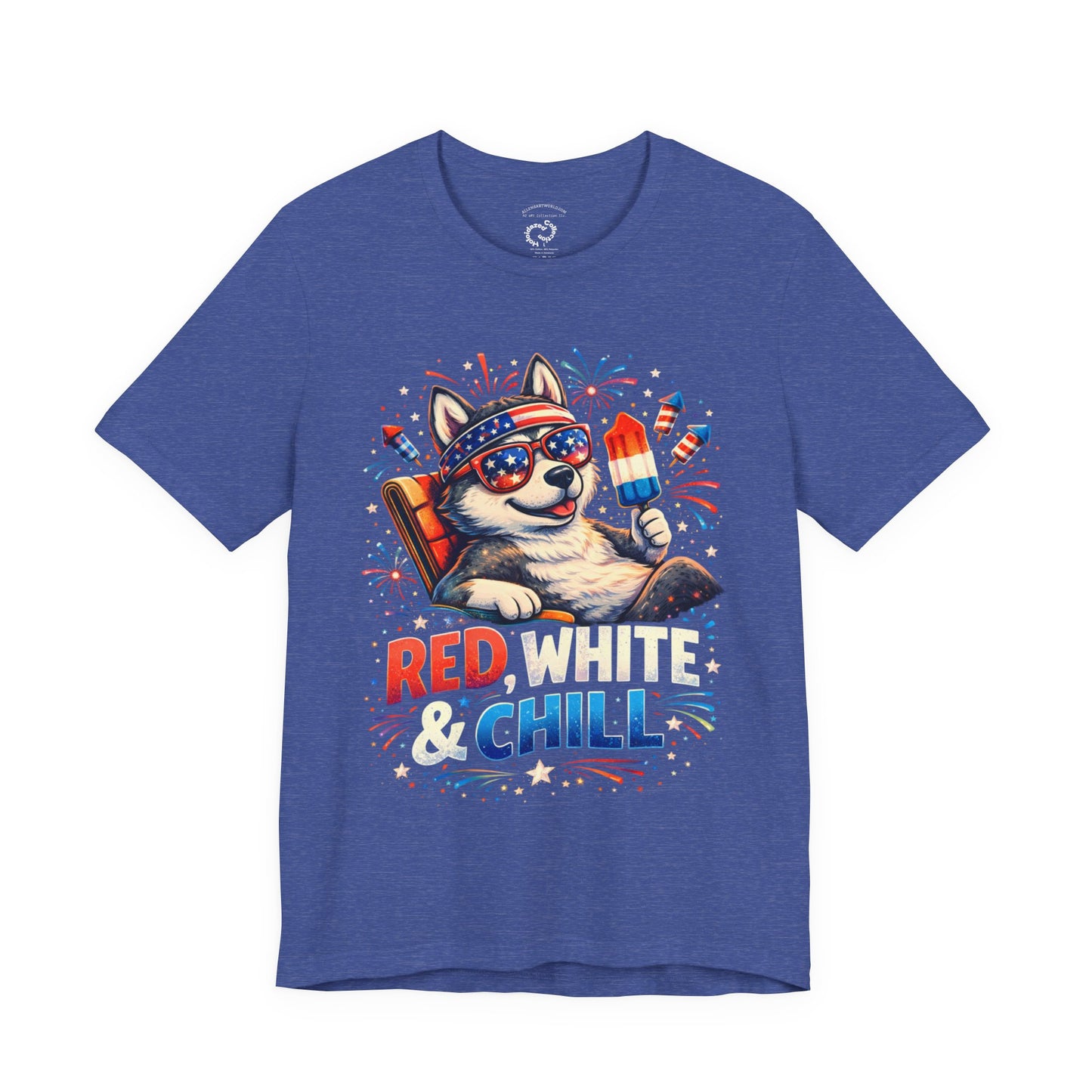 Red, White & Chill – Patriotic Pup Unisex Jersey Short Sleeve Tee