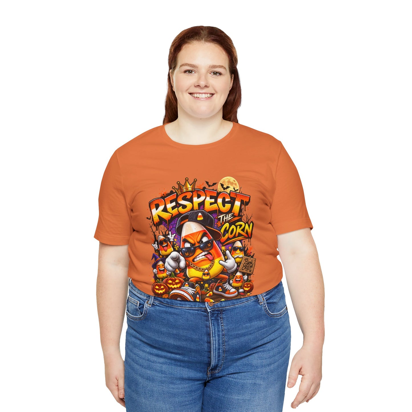 Respect the Corn – Funny Candy Corn Halloween Unisex Jersey Short Sleeve Tee