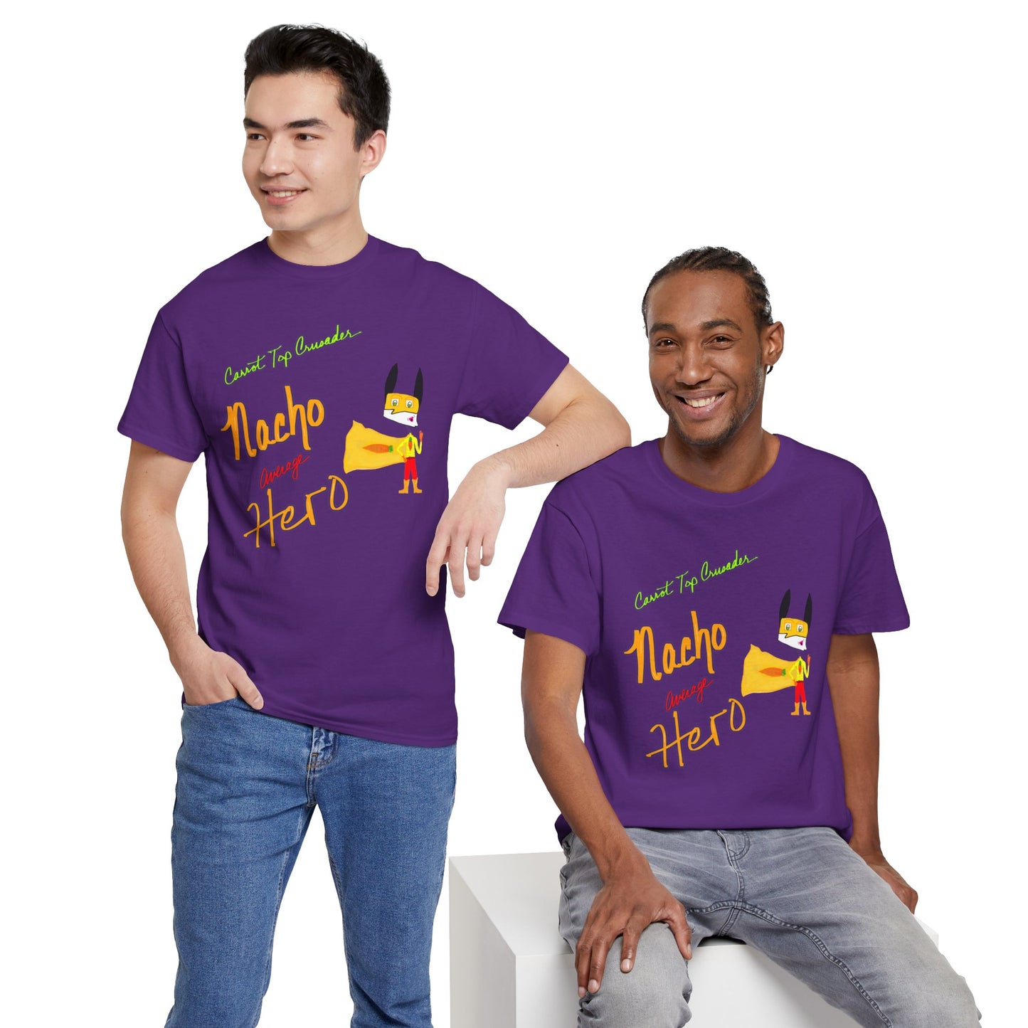 Nacho average hero. Carrot Top Crusader. Unisex Heavy Cotton Tee, Graphic Tee, Funny T-shirt, Peace and Love Shirt, 420 Frinzz.zz
