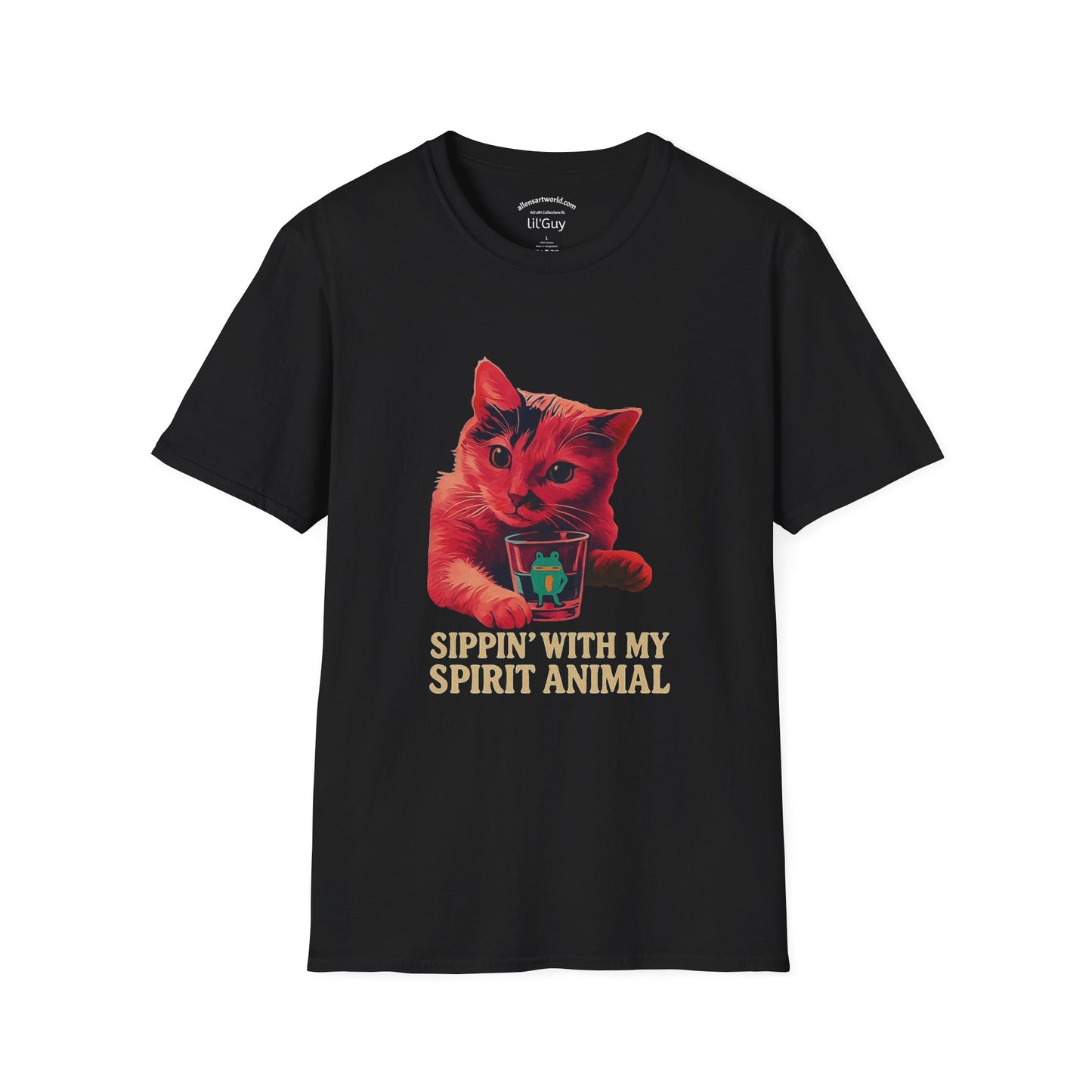 Sippin’ with My Spirit Animal – Featuring LilGuy the Cat  Unisex Softstyle T-Shirt