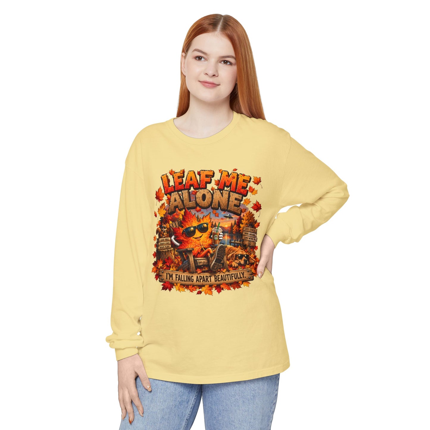 🍁 LEAF ME ALONE — Funny Fall Graphic Unisex Long Sleeve T-Shirt