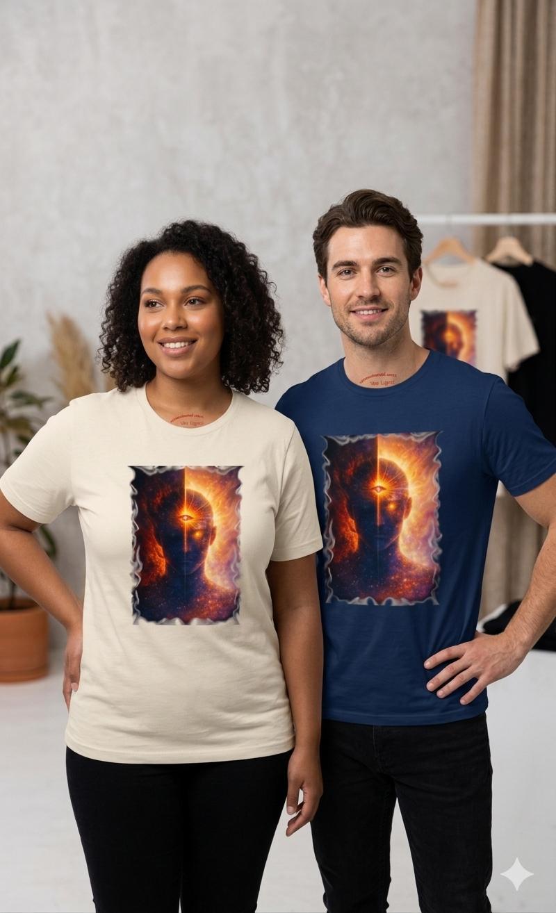 The Light Within: Duality Awakens – Cosmic Third Eye Energy Design Unisex Softstyle T-Shirt
