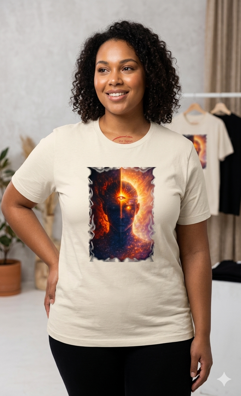 The Light Within: Duality Awakens – Cosmic Third Eye Energy Design Unisex Softstyle T-Shirt